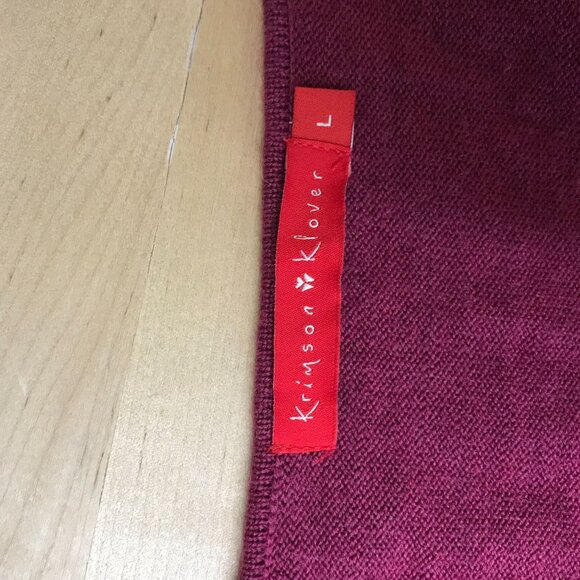 KRIMSON & KLOVER - WOMEN'S LARGE - WINE V NECK LONG SLEEVE WOOL SWEATER - Picture 7 of 8